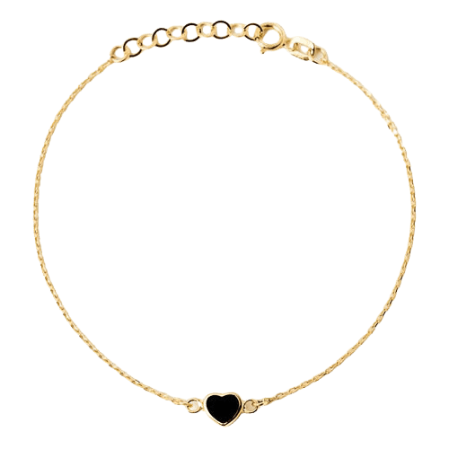 Pulseira Feminina Ouro 18k 750 Esmaltado Coração Elegante