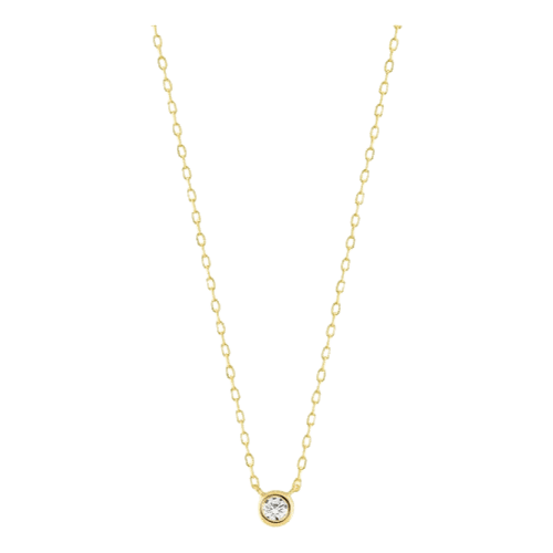 Colar Solitário Ouro 18k Feminino Moldura Diamante Central