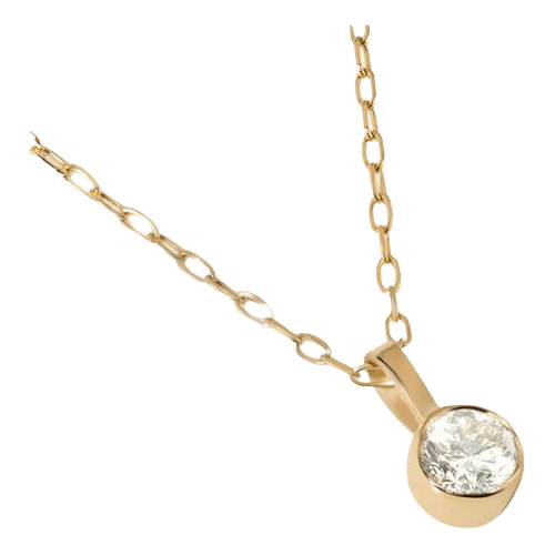 Colar Solitário Ouro 18k Feminino Moldura Diamante Luxo