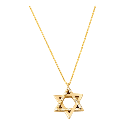 Colar Feminino Ouro 18k 750 Estrela De Davi Cravejada Luxo