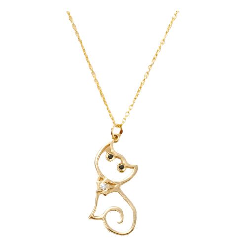 Colar Feminino Ouro 18k 750 Gatinho Feliz Diamante Central