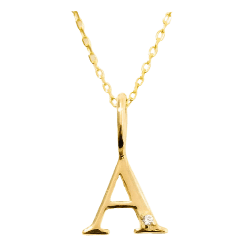 Colar Feminino Ouro 18k 750 Inicial Nome Com Ponto Diamante