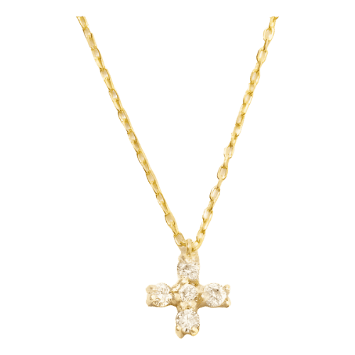 Colar Feminino Ouro 18k 750 Mini Cruz Cravejada Diamante Lux