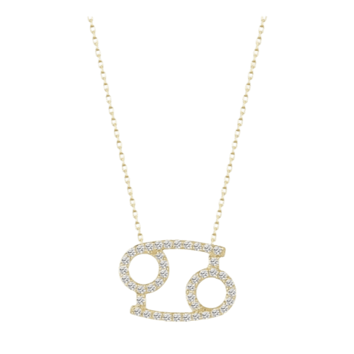 Colar Feminino Ouro 18k Signo Cancer Cravejado Diamante