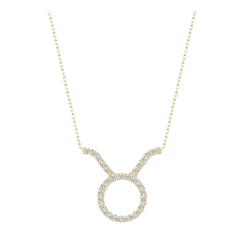 Colar Feminino Ouro 18k Signo Touro Cravejado Diamante