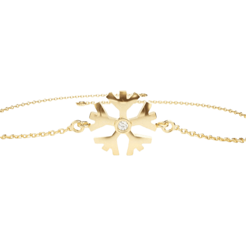 Pulseira Ouro 18k Feminina Floco De Neve Cravejado Diamante