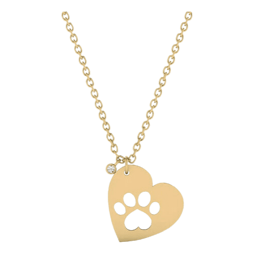 Colar Ouro 18k 750 Feminino Coração Meu Pet Ponto Diamante