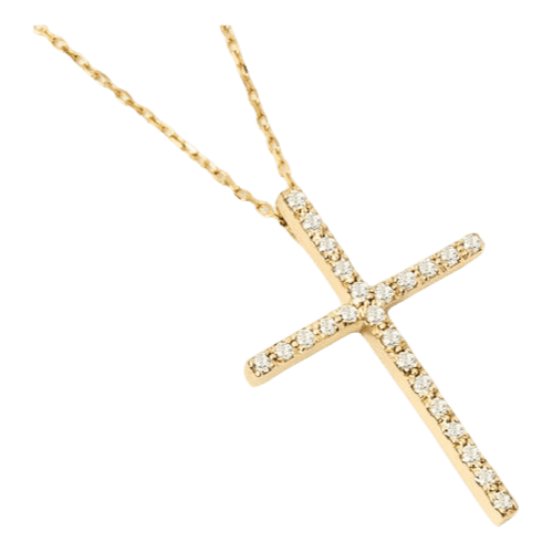 Colar Ouro 18k 750 Feminino Cruz Elegante Diamante Luxo