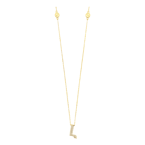 Colar Ouro 18k 750 Feminino Inicial U Cravejada Diamante Lux