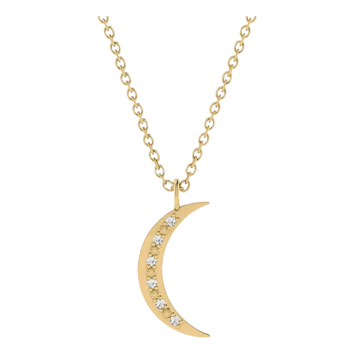 Colar Ouro 18k 750 Feminino Lua Nova Cravejada Diamante Luxo