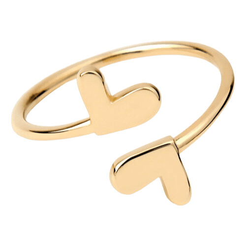 Anel Solitário Feminino Ouro 18k 750 Corações Ajustável Luxo