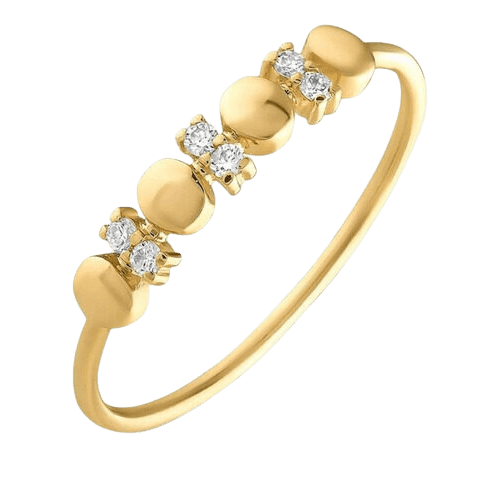 Anel Noivado Ouro 18k Feminino Esferas Ovais Entre Diamantes