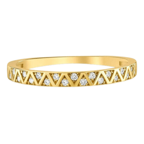 Anel Noivado Ouro 18k750 Feminino Zig-zag Em Diamantes  Luxo
