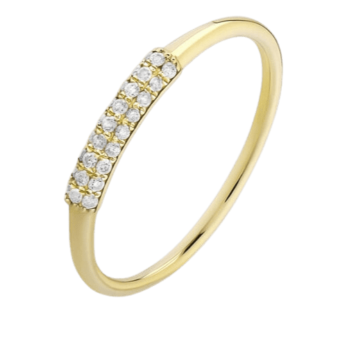 Anel Ouro 18k 750 Feminino Barrinha Cravejada Diamante Luxo