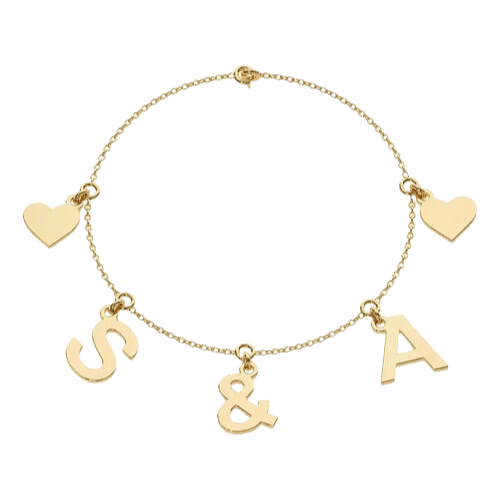 Pulseira Ouro 18k Feminina Coração Duplo Cravejado Elegante