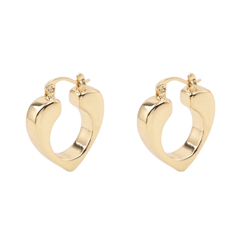 Brinco Ouro 18k 750 Feminino Argola Coração Maciço Grosso