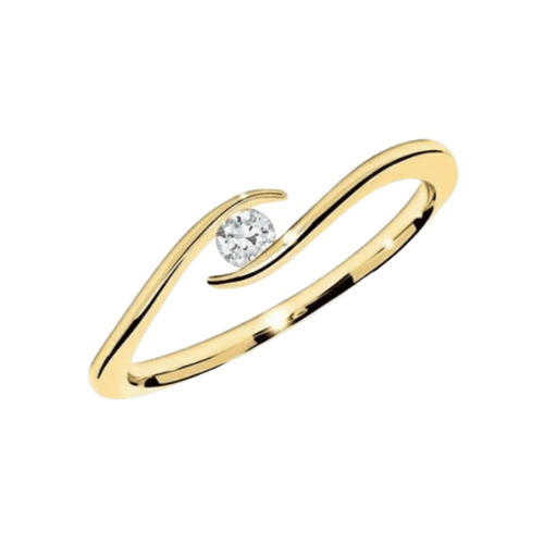 Anel Solitário Ouro 18k 750 Diamante 10 Pontos