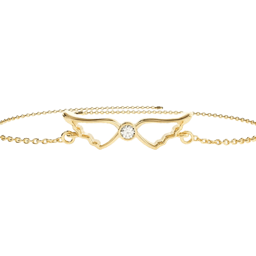 Pulseira Ouro 18k Feminina Asas De Anjo Cravejada Luxo