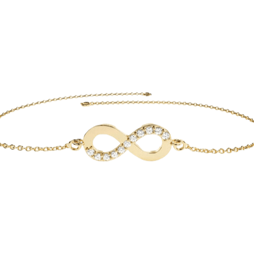 Pulseira Feminina Ouro 18k Infinito Cravejado Amor Elegante