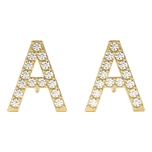 Brinco Ouro Feminino Letra Cravejada Diamantes Luxo Delicado