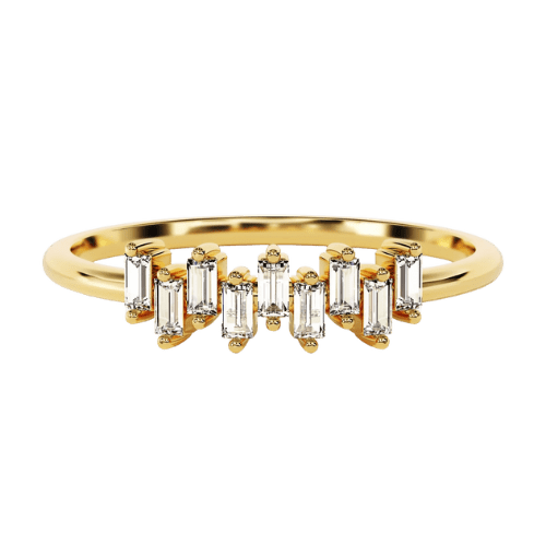 Anel Feminino Ouro 18k Solitário Diamante Baguete Elegante