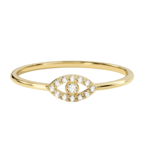 Anel Feminino Ouro 18k Olho Contra Inveja Cravejado Diamante