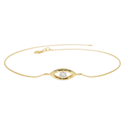 Pulseira Ouro 18K 750  Olho Diamante Central