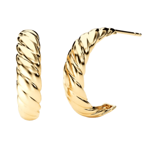 Brinco Feminino Ouro 18k 750 Argola Torcida Delicado Luxo