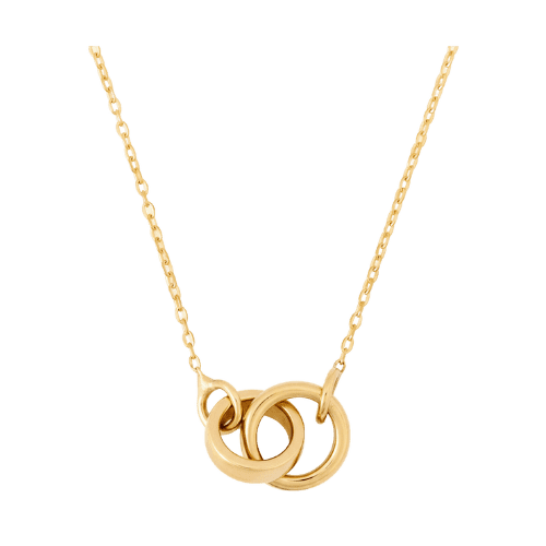 Colar Feminino Ouro 18k 750 Círculos Duplos Entrelaçados Lux