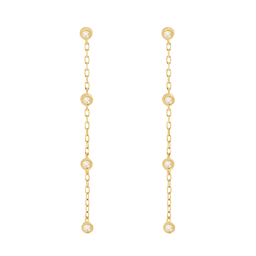 Brinco Feminino Ouro 18k 750 Pêndulos Cravejado Diamante Lux