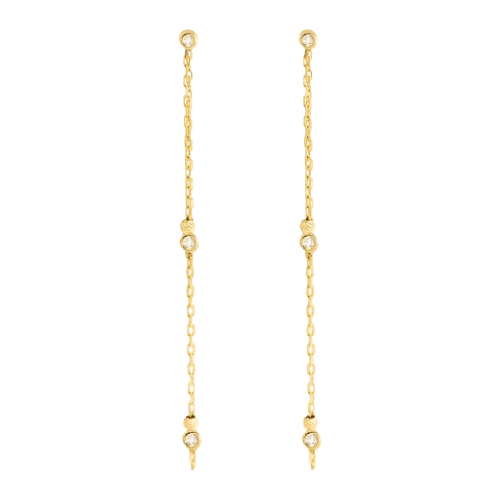 Brinco Ouro 18k Feminino Pendulo Charmoso Moldura Diamante