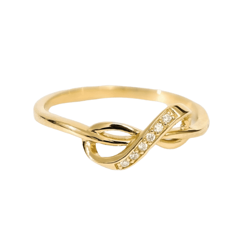 Anel Infinito Ouro 18k Feminino Cravejado Diamantes Luxo