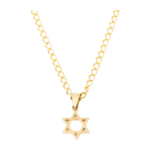 Colar Elos Ouro 18k 750 Feminino Estrela De Davi Elegante