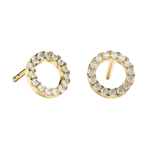 Brinco Feminino Ouro 18k 750 Circulo Cravejado Diamante Luxo