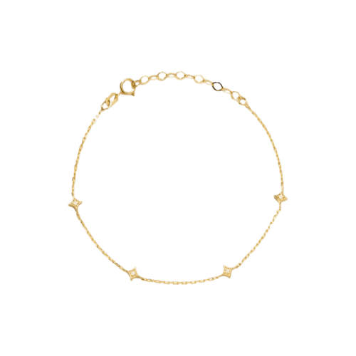 Pulseira Feminina Ouro 18k Estrela Cadente Diamante Luxo
