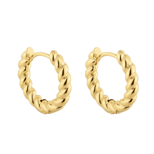 Brinco Feminino Ouro 18k 750 Argola Minimalista Torcida Luxo