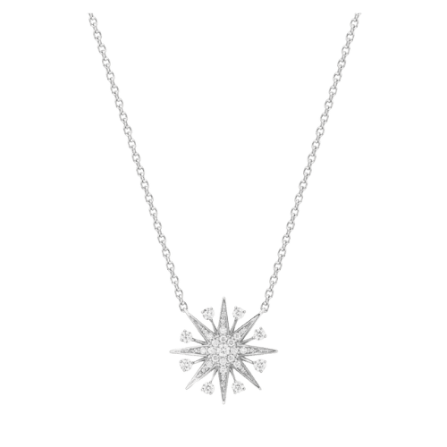 Colar Cravejado Feminino Ouro 18k 750 Estrela Do Norte Luxo