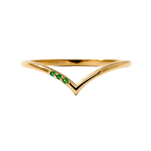 Anel Solitário Ouro 18k 750 Feminino Pontos De Esmeralda Lux