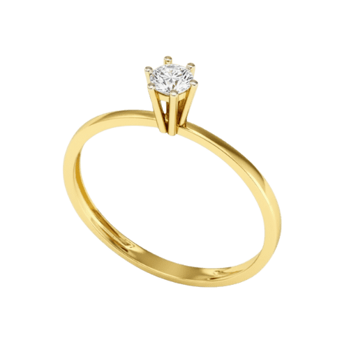 Anel Solitário Noivado Ouro 18k 750 Diamante Central Luxo