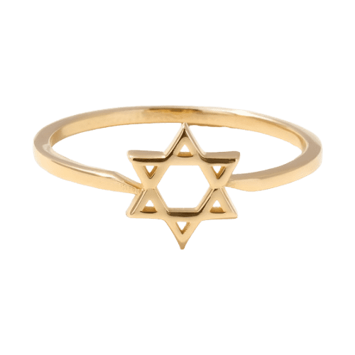 Anel Solitário Feminino Ouro 18k 750 Estrela De Davi Maciça