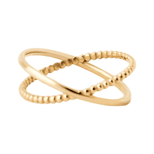 Anel Duplo Feminino Ouro 18k 750 Liso E Esferas Maciças Luxo