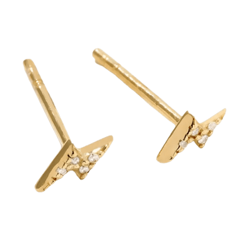 Brinco Feminino Ouro 18k750 Raio Discreto Cravejado Diamante