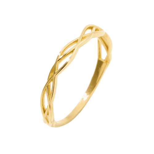 Anel Feminino Solitário Ouro 18k 750 Corda Trançada Elegante