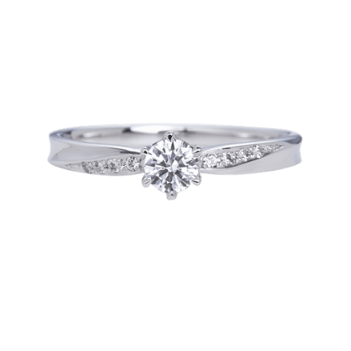 Anel Noivado Floco De Neve Ouro Branco