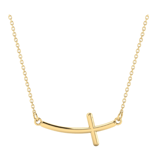 Colar Feminino Ouro 18k 750 Cruz Em Curva Elegante Luxo