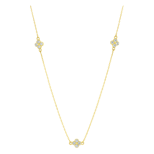 Colar Feminino Ouro 18k Flores Da Primavera Diamante Luxo