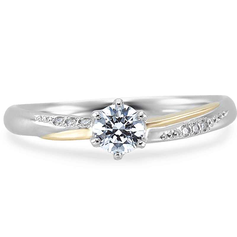 Anel Noivado Lua Ouro Branco & Amarelo