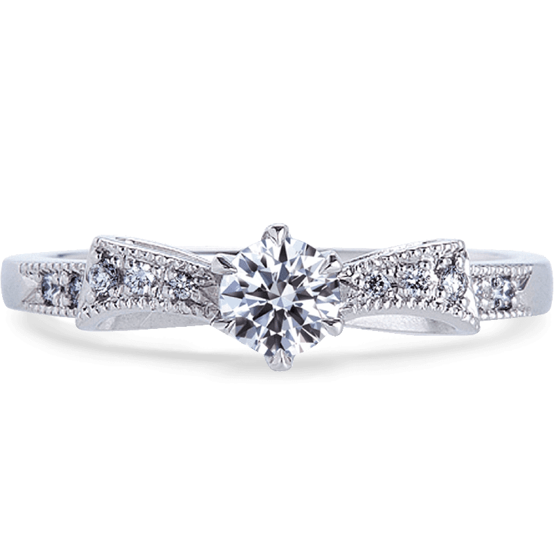 Anel Noivado Laço Do Amor Ouro Branco